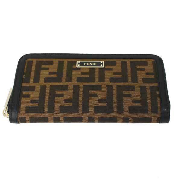 FENDI フェンディ ラウンドファスナー 長財布 ズッカ柄 ブラウン FENDI フェンディ ラウンドファスナー 長財布 ズッカ柄 ブラウン