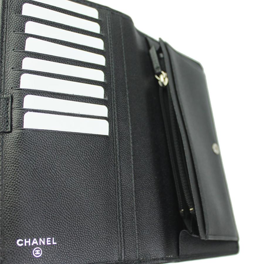 CHANEL（シャネル） 二つ折り長財布 ブラック キャビアスキン A84066