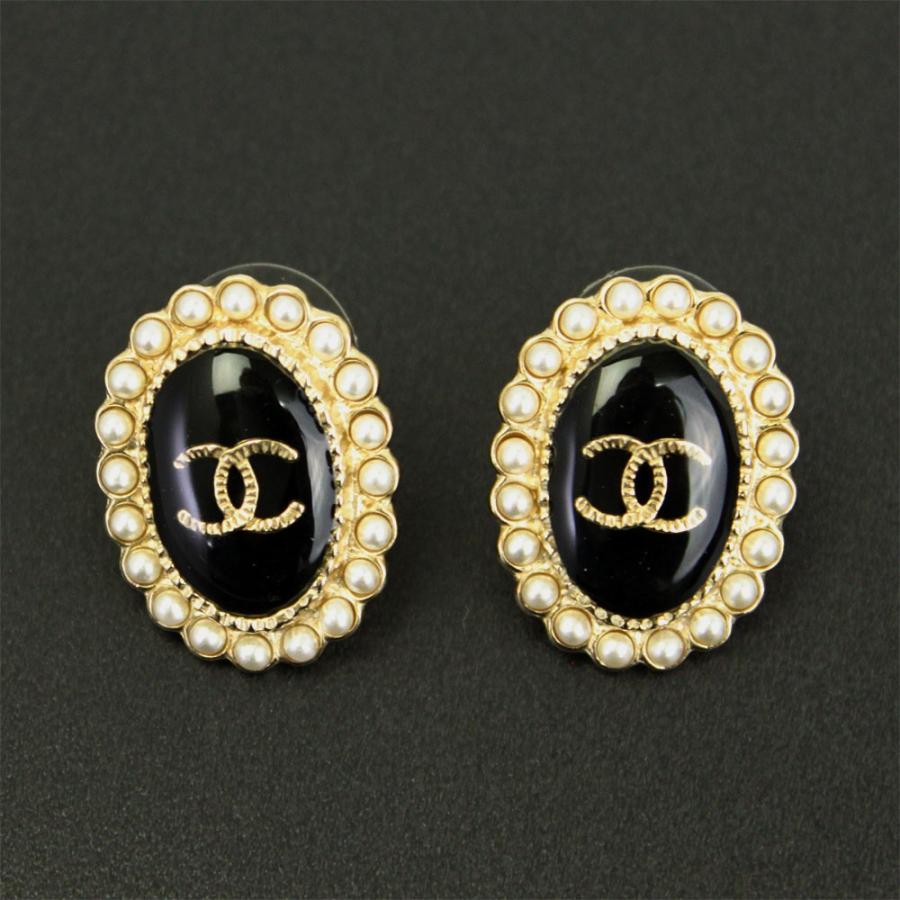 CHANEL ピアス　片耳　ココマーク　ブラック　ゴールド シャネル CHANEL ピアス ココマーク スクエアピアス CHANEL
