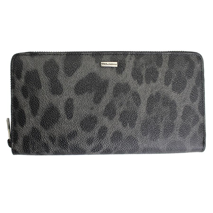 ドルチェ＆ガッバーナ 財布 メンズ DOLCE＆GABBANA ラウンドファスナー長財布 レオパード ダークグレー系 PVC×レザー BP1672 A7359 8B836-3 | DOLCE&GABBANA