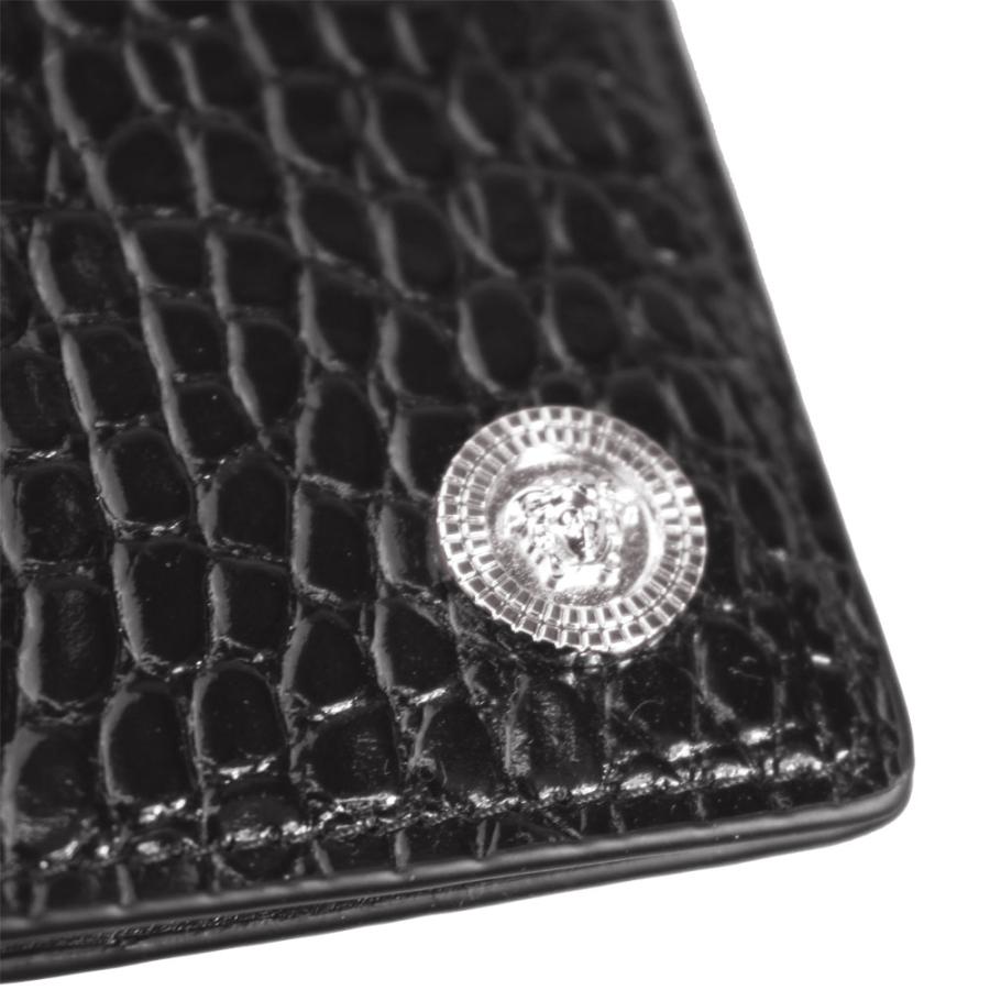 ヴェルサーチ 財布 メンズ VERSACE 二つ折り札入れ メドゥーサ クロコ型押し レザー ブラック DPU2463 1A08711 1B00P｜goguysshop｜02