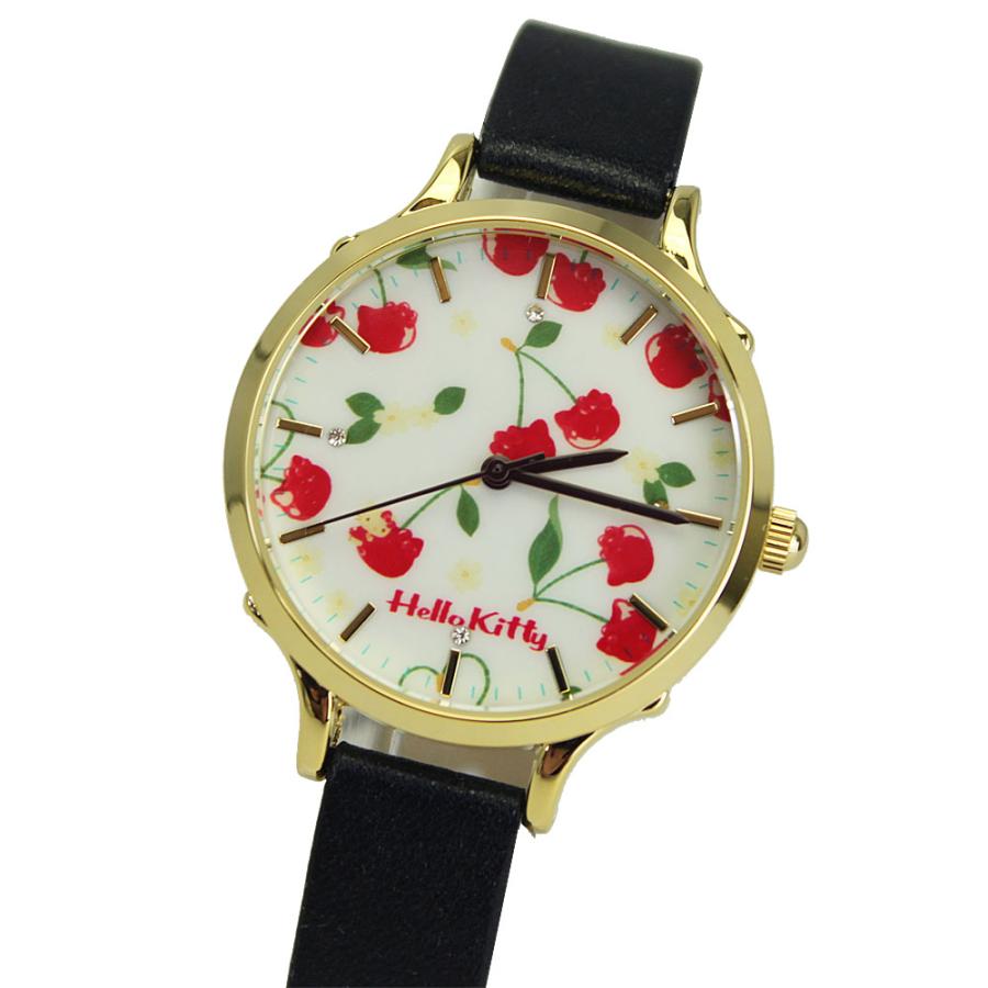 ハローキティ 腕時計 レディース さくらんぼ ブラック サンリオ