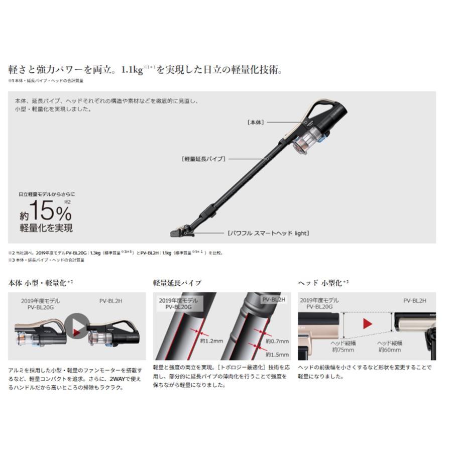 日立（HITACHI） 掃除機 ラクかるスティック PV-BL2H（N）PVBL2HN