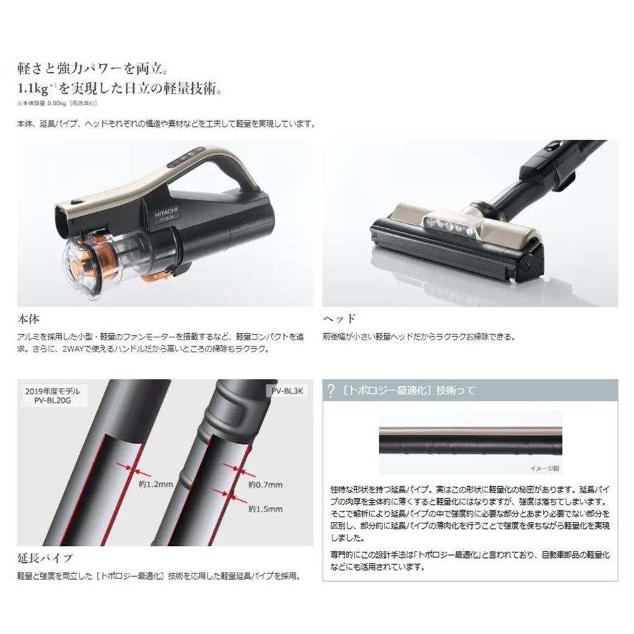 日立（HITACHI） 掃除機 スティッククリーナー コードレス式 ラクかる