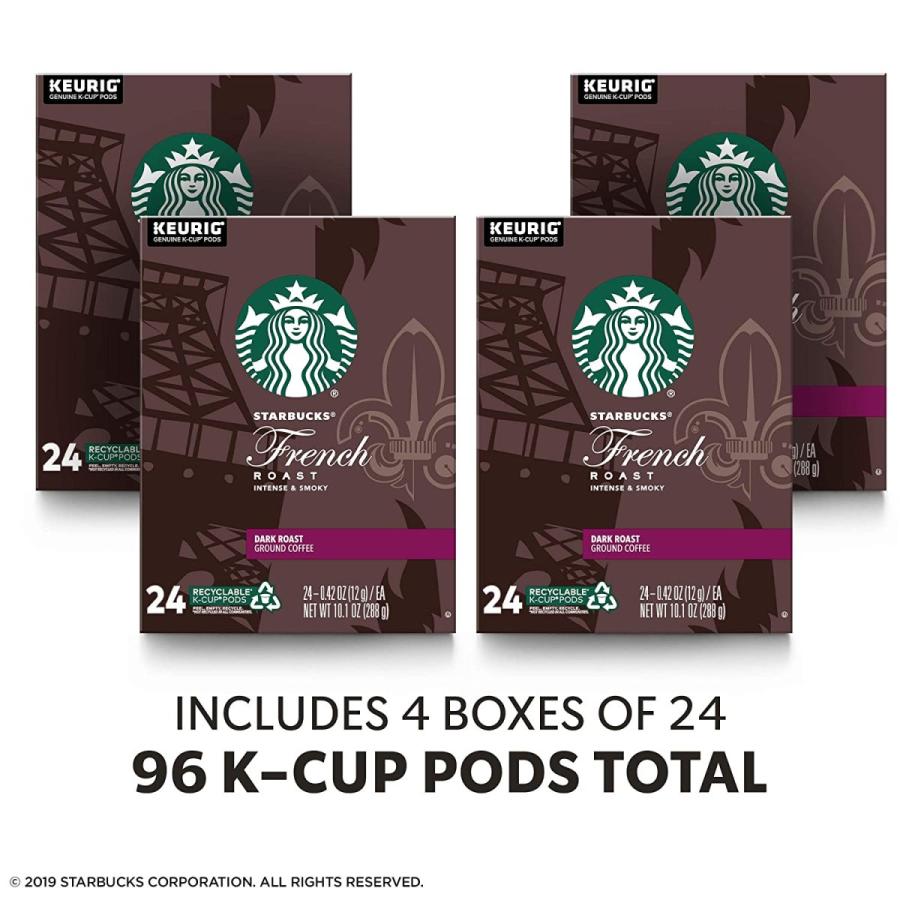 全くの未使用、新品 お得な96個入り 24個×4箱 Starbucks社スターパックスKカップフレンチロースト味French Roast K-Cup Keurig