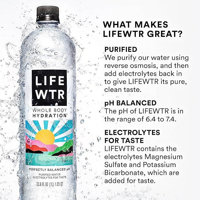 お得な12本セット」LIFEWTR 社 プレミアム精製水 電解質で pH バランス