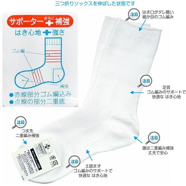 日本製三つ折りソックス 靴下 白 キッズ スクールソックス 抗菌防臭 