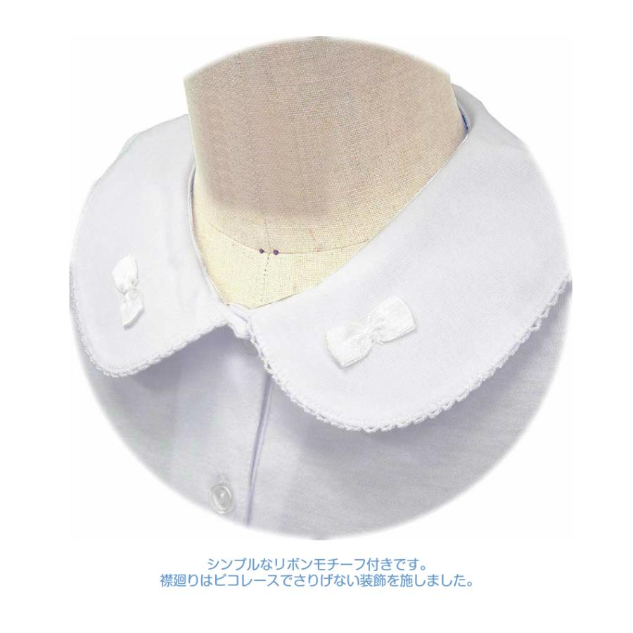 【BABY】ブラウス　長袖　オフ白　ブラック　リボン 白ブラウス 長袖 リボンモチーフ付 白 オフホワイト 天竺ニット