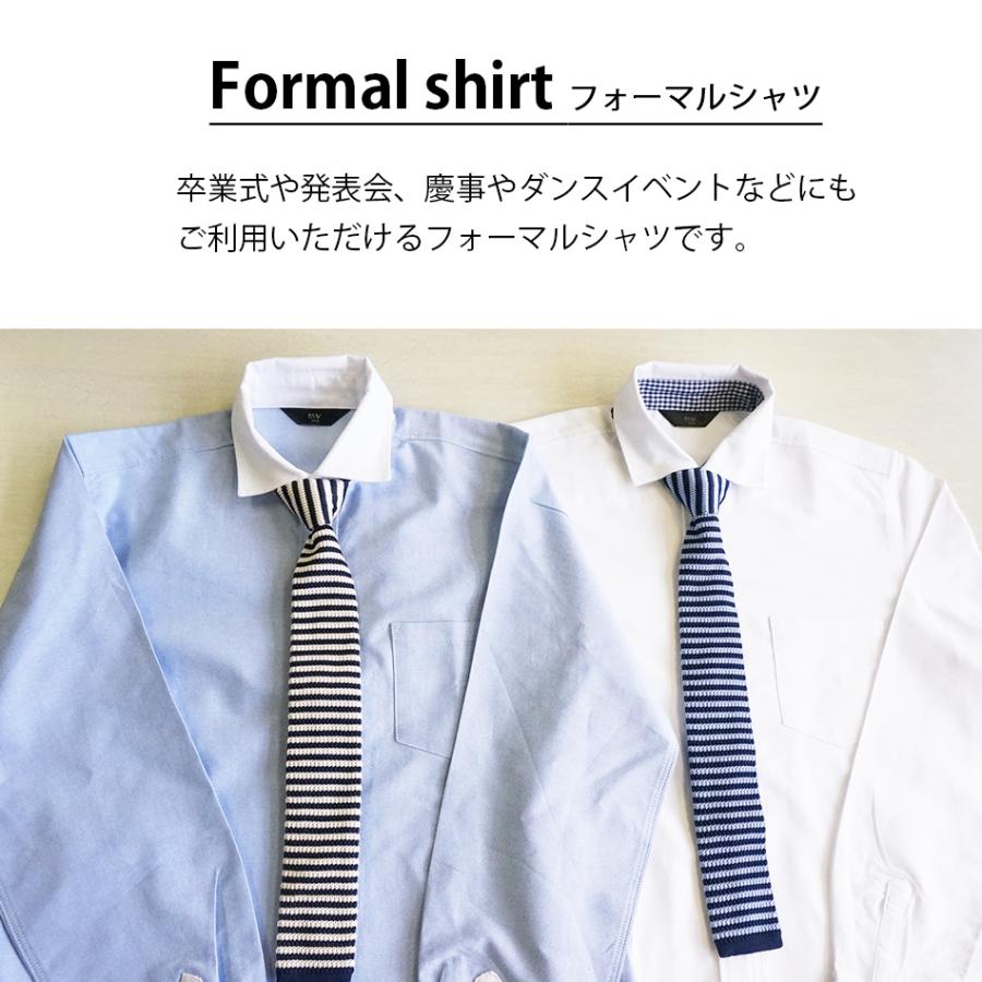 ネクタイ付フォーマルシャツ オフ ブルー ギンガム ストライプ