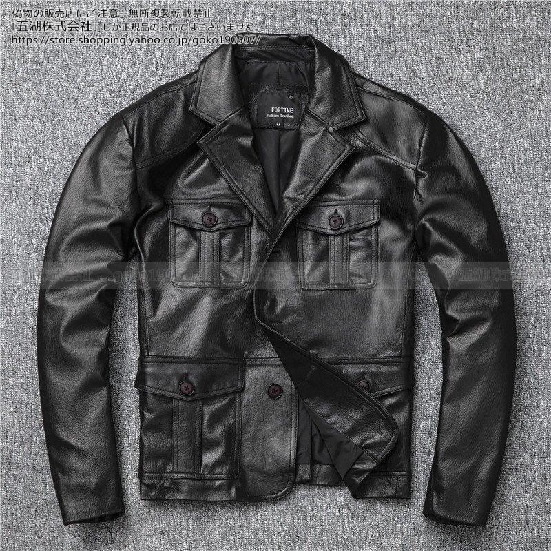 人気定番 レザーコート ミリタリー ブランド 細身 スリムタイプ ショート ダブル 羊革 ライダース バイク 本革 メンズ レザージャケット 革ジャン 送料無料 ワイルドなデザインで男らしい 本革的な革ジャン ジャケット