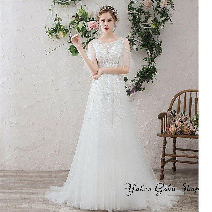 ウェディグドレス 白 aラインドレス 花嫁 二次会 ワンピース 海外挙式 花嫁二次会 大きいサイズ ドレス 結婚式