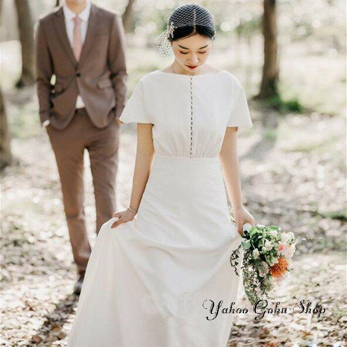 ウェディグドレス 白 aラインドレス 花嫁 二次会 ワンピース 海外挙式 花嫁二次会 大きいサイズ ドレス 結婚式
