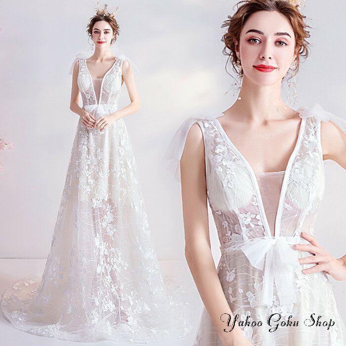 ウェディグドレス 結婚式 花嫁二次会 白 aラインドレス 花嫁 二次会