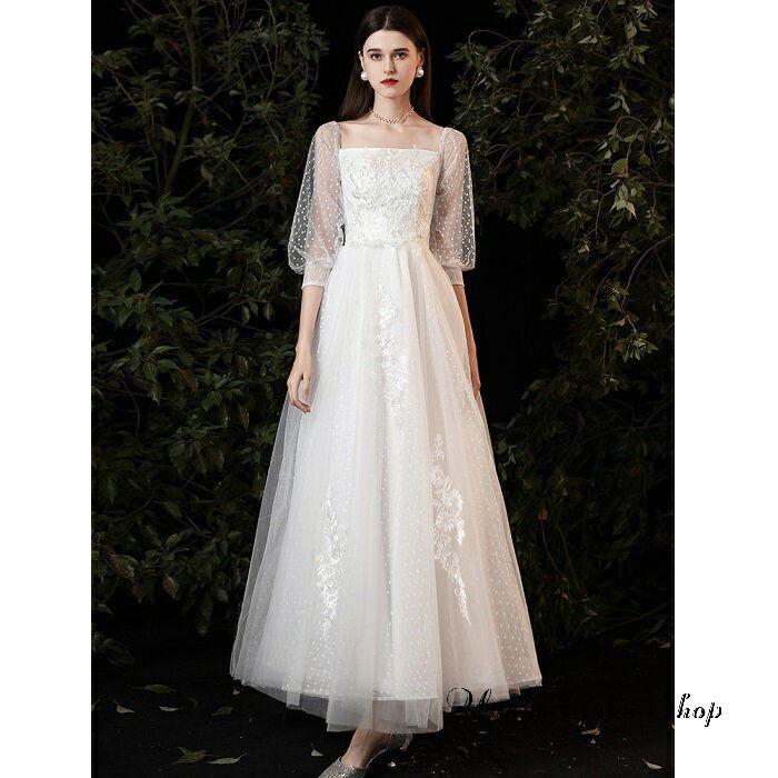 ウェディグドレス aライン ドレス 二次会 花嫁 パーティードレス パーティードレス 結婚式 花嫁二次会 白