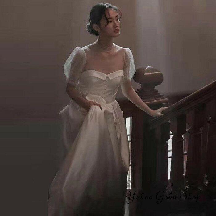 ウェディグドレス aライン ドレス 二次会 花嫁 パーティードレス パーティードレス 結婚式 花嫁二次会 白