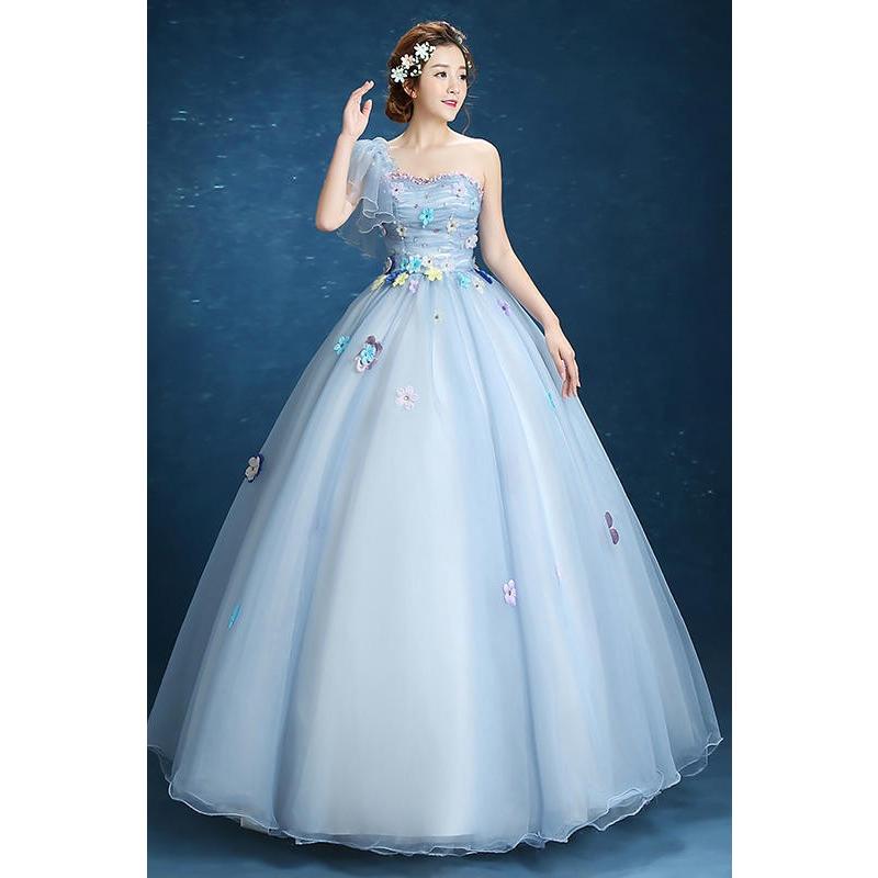 豪華で新しい パーティードレス 結婚式 コンサート ロング 演奏会 おしゃれ 発表会 花嫁 披露宴 テージ衣装 シンデレラ プリンセスライン 二次会 青 カラードレス サイズ L Www Radioprovinciatdf Com Ar