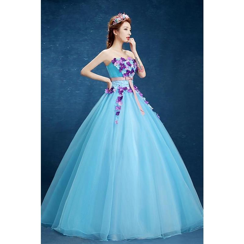 通販 コンサート ロング 演奏会 テージ衣装 シンデレラ プリンセスライン 二次会 青 結婚式 パーティードレス 披露宴 おしゃれ 発表会 花嫁 カラー ドレス サイズ Xxs Spa Febui Com
