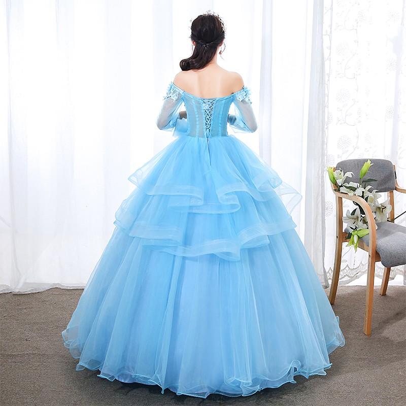 パーティードレス ロング 発表会 結婚式 二次会 コンサート おしゃれ シンデレラ テージ衣装 演奏会 披露宴 花嫁 青 プリンセスライン Csppq284 悟空 通販 Yahoo ショッピング