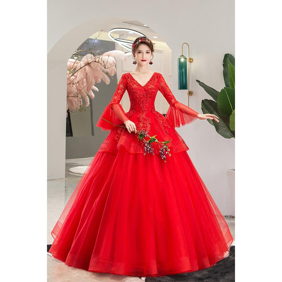 値引きする カラードレス パーティードレス 長袖 赤 発表会 プリンセスライン ロング 花嫁 おしゃれ 演奏会 結婚式 披露宴 テージ衣装 二次会 コンサート シンデレラ Csppq453 悟空 通販 Yahoo ショッピング 人気第1位 Www Yalaphone Com