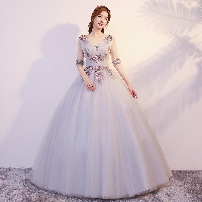 印象のデザイン 演奏会 プリンセスライン おしゃれ 披露宴 シンデレラ 二次会 結婚式 パーティードレス コンサート 灰色 テージ衣装 発表会 花嫁 カラードレス サイズ M Demo Velsvidyashram Ac In