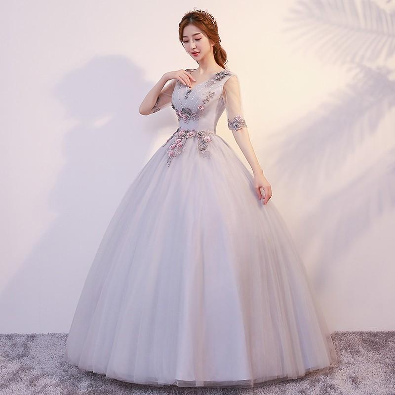 印象のデザイン 演奏会 プリンセスライン おしゃれ 披露宴 シンデレラ 二次会 結婚式 パーティードレス コンサート 灰色 テージ衣装 発表会 花嫁 カラードレス サイズ M Demo Velsvidyashram Ac In