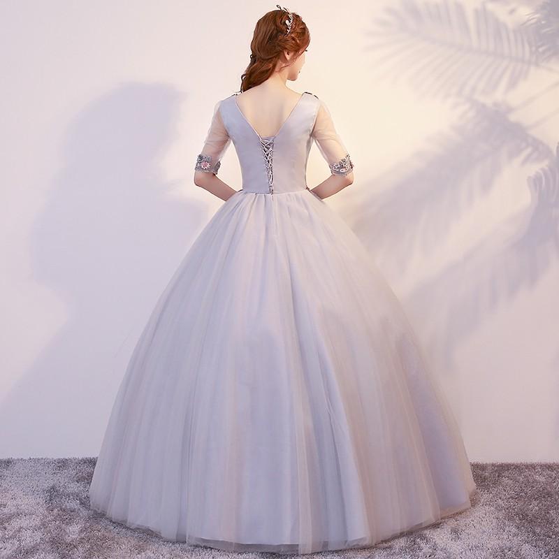 印象のデザイン 演奏会 プリンセスライン おしゃれ 披露宴 シンデレラ 二次会 結婚式 パーティードレス コンサート 灰色 テージ衣装 発表会 花嫁 カラードレス サイズ M Demo Velsvidyashram Ac In