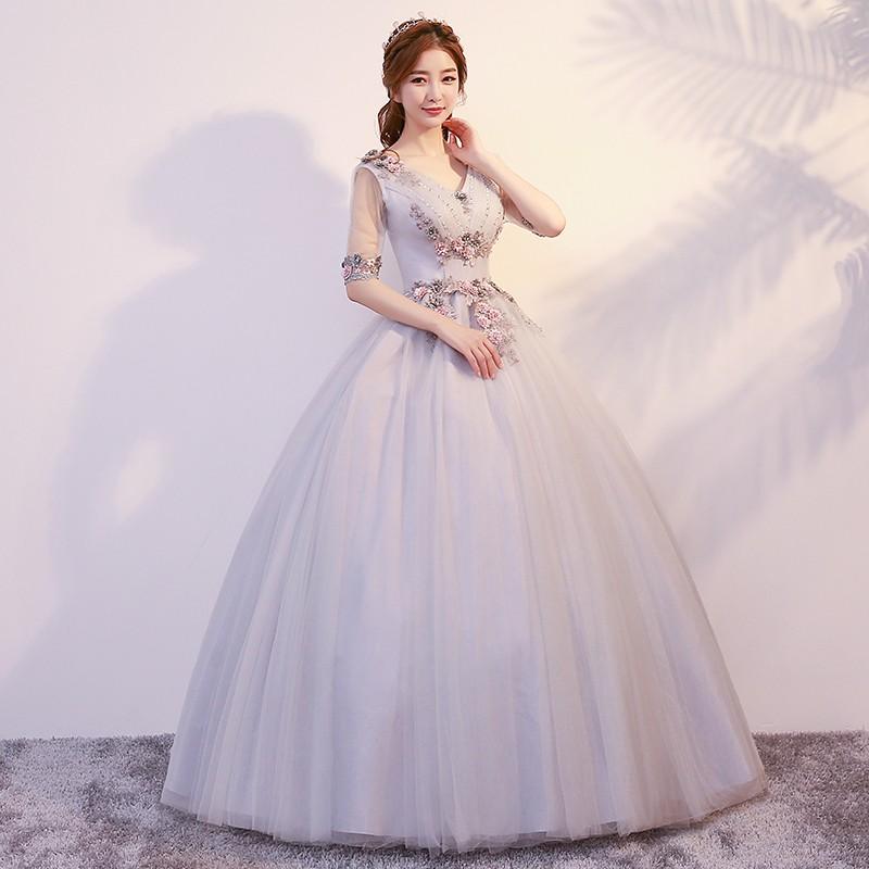 印象のデザイン 演奏会 プリンセスライン おしゃれ 披露宴 シンデレラ 二次会 結婚式 パーティードレス コンサート 灰色 テージ衣装 発表会 花嫁 カラードレス サイズ M Demo Velsvidyashram Ac In