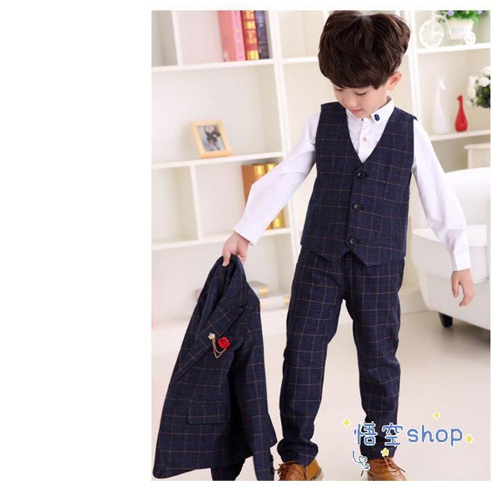 シャツあり お得8点セット 子供スーツ チェック柄 フォーマルスーツ