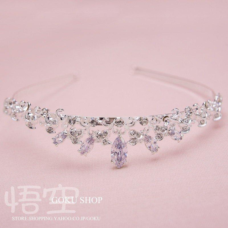 花嫁 ヘッドドレス ティアラ 結婚式 安い 髪飾り カチューシャ ネックレス ブライダル イヤリング ラインストーン 3点セット 演奏会/二次会/披露宴/発表会 |  | 04