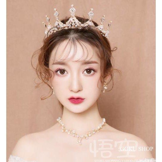 花嫁 ヘッドドレス ティアラ 結婚式 安い 髪飾り バロック ネックレス ブライダル 王冠 イヤリング カチューシャ 3点セット 演奏会/二次会/披露宴/発表会 |  | 01