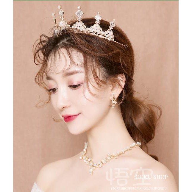 花嫁 ヘッドドレス ティアラ 結婚式 安い 髪飾り バロック ネックレス ブライダル 王冠 イヤリング カチューシャ 3点セット 演奏会/二次会/披露宴/発表会 |  | 03
