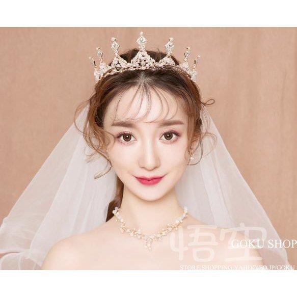 花嫁 ヘッドドレス ティアラ 結婚式 安い 髪飾り バロック ネックレス ブライダル 王冠 イヤリング カチューシャ 3点セット 演奏会/二次会/披露宴/発表会 |  | 05