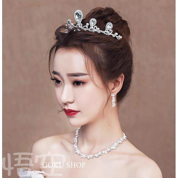 花嫁 ヘッドドレス ティアラ 結婚式 安い 王冠 クラウン髪飾りネックレス バロック ブライダル イヤリング 3点セット ステージ 演奏会/二次会/披露宴/発表会 |  | 01