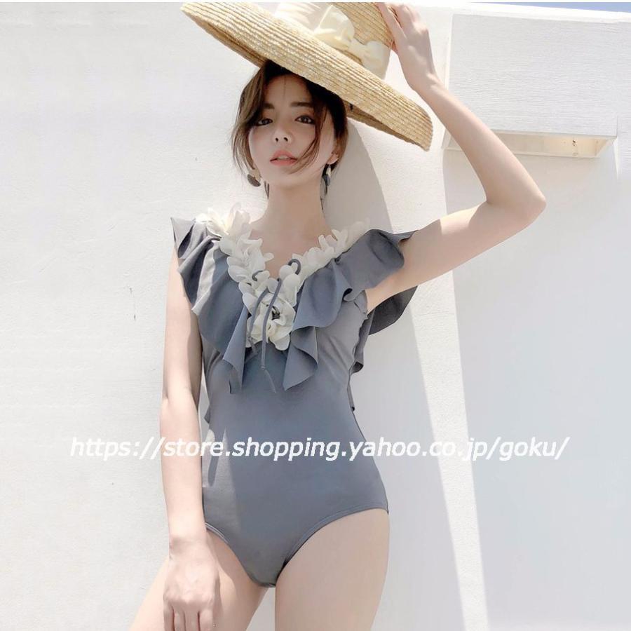 水着 レディース ワンピース グレー バックシャン フリル オールインワン 小胸 ビーチ 女性 ガールズ 中学生 スイムウェア リゾート ミズギ 温泉 海水浴 可愛い Mz122 悟空 通販 Yahoo ショッピング