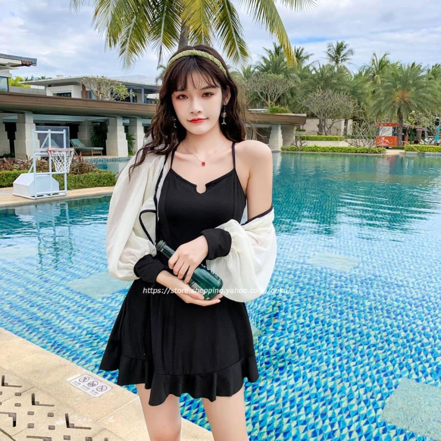 水着 2点セット 体型カバー レディース タンキニ ワンピース水着 30代 40代 代 オトナ女子 フレア セクシー 大人 お洒落 黒 赤 旅行 温泉 海水浴 リゾート Mz53 悟空 通販 Yahoo ショッピング