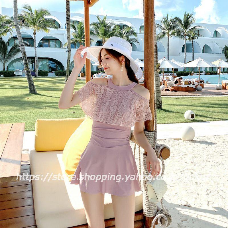 水着レディース 体型カバー 水着 ワンピース型 ショートパンツ サロペット水着 ピンク ブラック フレア かわいい 大きいサイズ 可愛い スイムウェア ガーリー Mz93 悟空 通販 Yahoo ショッピング