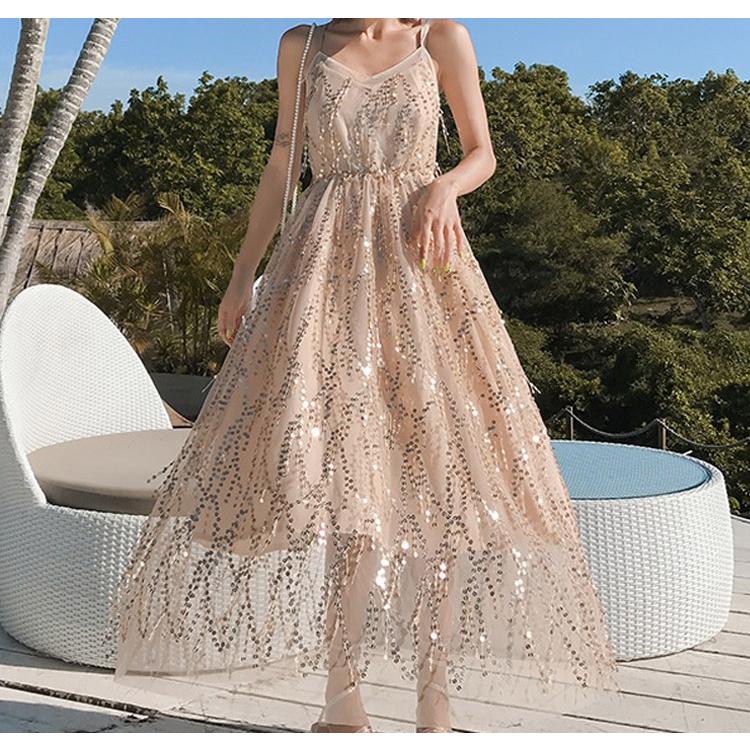 レディース ワンピース ビーチワンピース 安い おしゃれ 夏 マキシ丈ビーチワンピース バックレス リゾート 旅行 メッシュ キラキラ Stq034 悟空 通販 Yahoo ショッピング