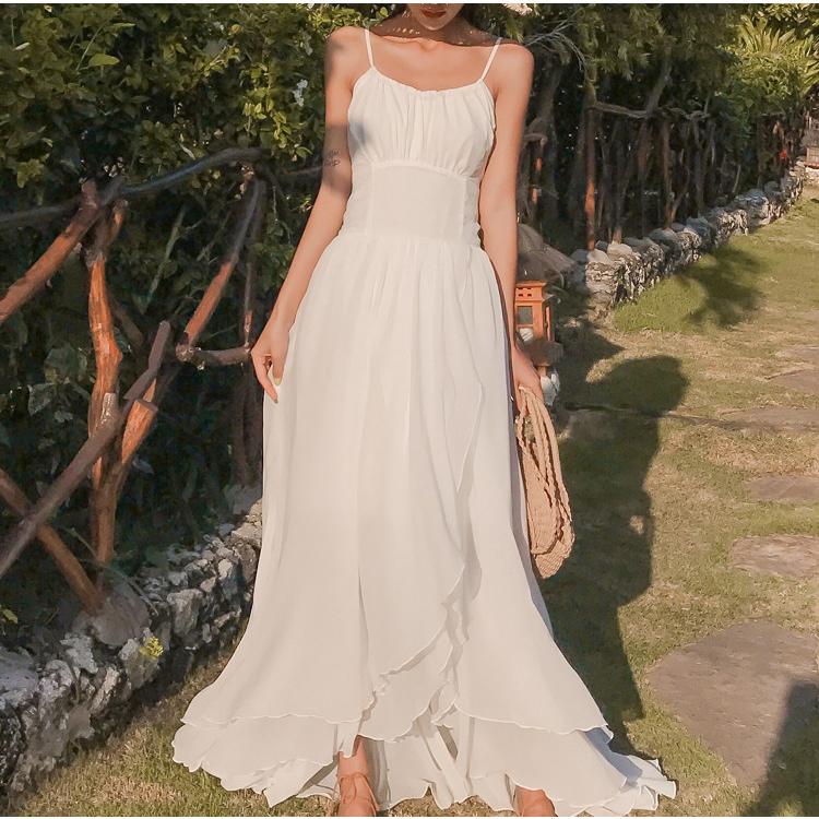レディース ワンピース ビーチワンピース 安い おしゃれ 夏 マキシ丈ビーチワンピース バックレス リゾート 白 旅行 シフォン セクシー Stq036 悟空 通販 Yahoo ショッピング