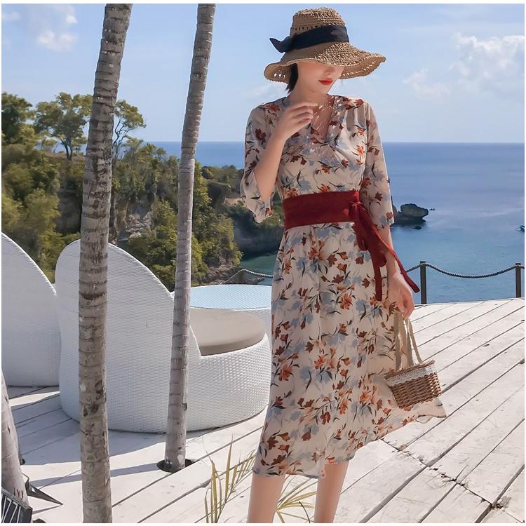 レディース ワンピース ビーチワンピース 安い おしゃれ 夏 マキシ丈ビーチワンピース 半袖 リゾート 花 旅行 シフォン Stq041 悟空 通販 Yahoo ショッピング