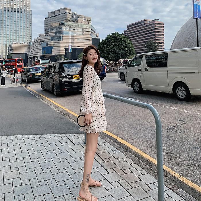 ワンピース レディース 夏 ビーチワンピース おしゃれ 安い Aラインワンピース ミニ丈ワンピース 長袖 水玉 旅行 ハワイ Stq0 悟空 通販 Yahoo ショッピング