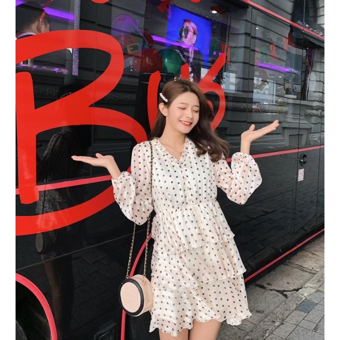 ワンピース レディース 夏 ビーチワンピース おしゃれ 安い Aラインワンピース ミニ丈ワンピース 長袖 水玉 旅行 ハワイ Stq0 悟空 通販 Yahoo ショッピング