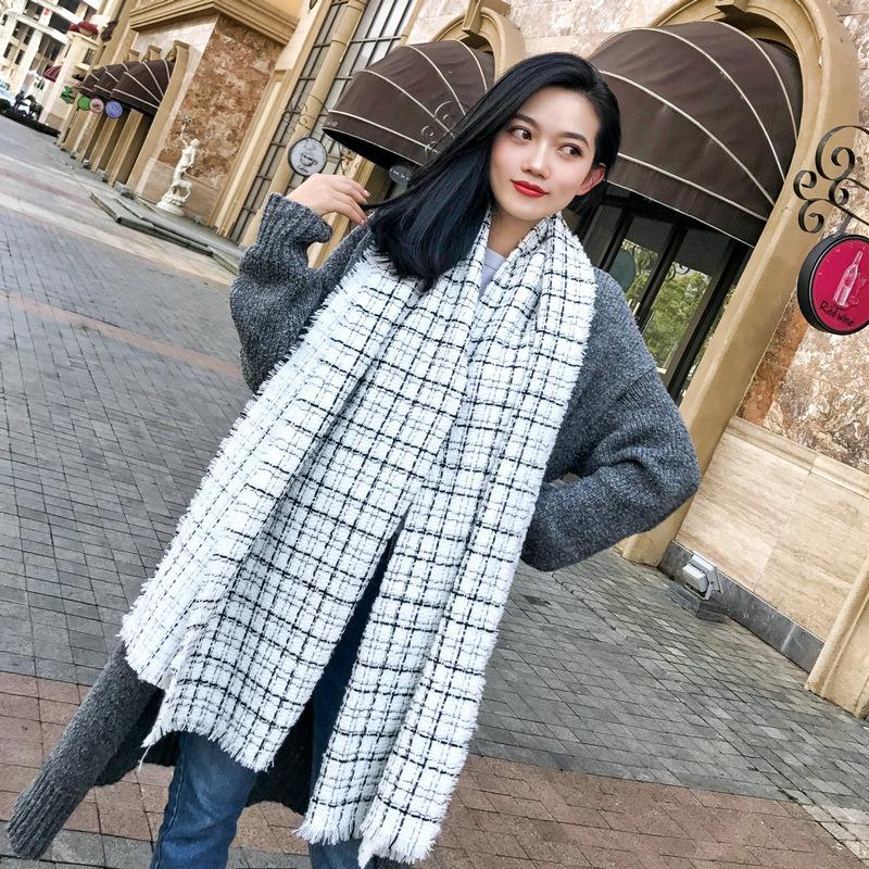 チェック マフラー大判 厚手 ストール レディース メンズ 白 カシミヤタッチ 防寒 秋冬 羽織 防寒 暖か かわいい ひざ掛け ロング 誕生日プレゼント クリスマス Wj044 悟空 通販 Yahoo ショッピング