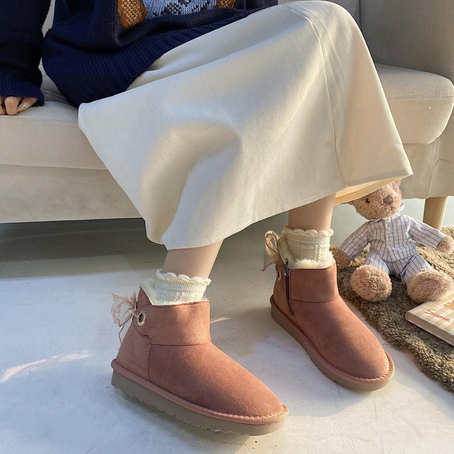 送料無料 ムートンブーツ レディース シューズ 裏ボア スノーブーツ 保温 防寒 ショートブーツ おしゃれ ミドルブーツ 防寒ムートンブーツ リボン かわいい Xd24 悟空 通販 Yahoo ショッピング