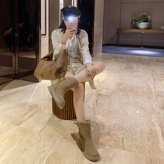 ショートブーツ レディース 滑らない スノーブーツ 防寒 ムートン