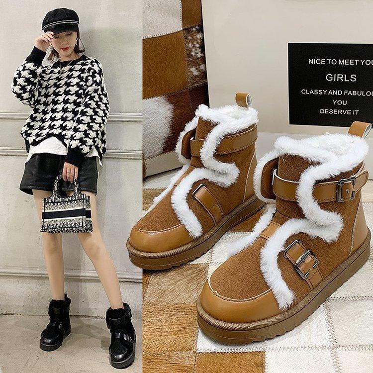 ショートブーツ レディース 滑らない スノーブーツ 防寒 ムートンブーツ 黒 短靴 冬 暖かい 保温 雪用 スノー シューズ ぺたんこ 通学 通勤 足が疲れない 柔らか Xdx043 悟空 通販 Yahoo ショッピング