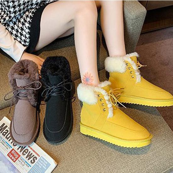 ムートンブーツ レディース 黒 滑らない スノーブーツ 防寒 ショートブーツ 冬靴 暖かい レースアップ 保温 雪用 スノー シューズ 幅広 通学 通勤 ぺたんこ Xdx052 悟空 通販 Yahoo ショッピング