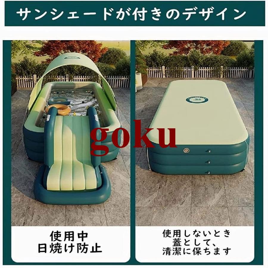 最安値挑戦!家庭用プール エアプール 自動膨張 滑り台 折り畳み式 ビニールプール 大型 ベビープール キッズ サンバイザー 水遊び 子供用 3つ気室 屋根付き_3