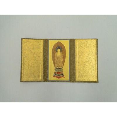 超小型3つ折り本尊(阿弥陀如来) (舟型光背) : 仏壇・仏具 超小型3つ折り本尊(阿弥陀如来) (舟型光背) : 仏壇・仏具