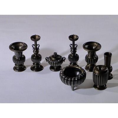 （花立や蝋燭立のセット）/菊割型　3．5寸　8具足