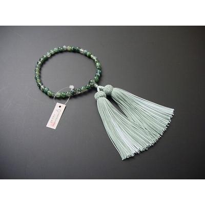 念珠 嚊左衛門用 総青苔瑪瑙（上） 正絹頭房 冠婚葬祭、宗教用品-キッチン、日用品、文具